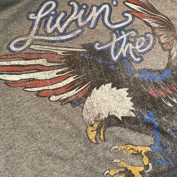 Livin’ the Dream Grey Eagle American Patriotic Tshirt - Picture 3 of 6